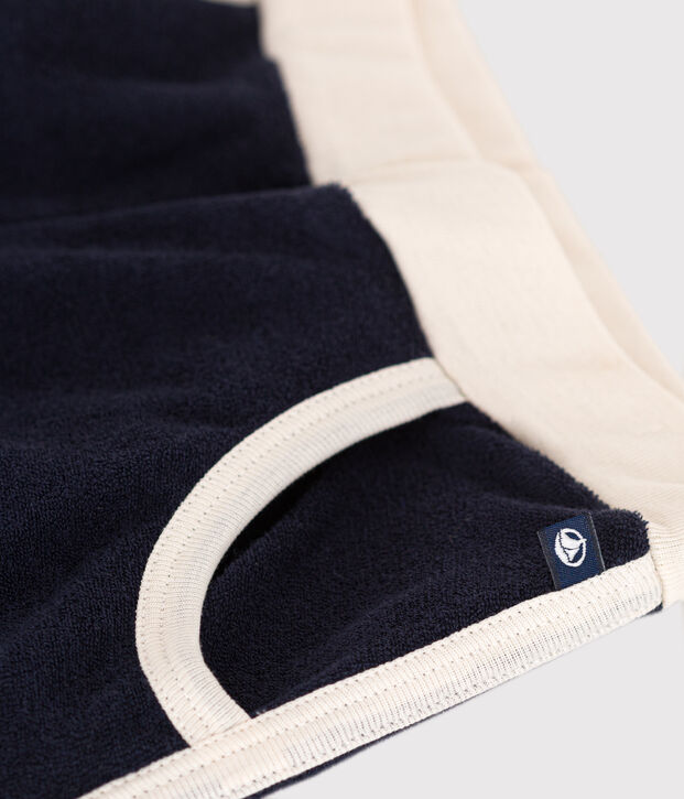 Short en bouclette &eacute;ponge enfant fille bleu marine