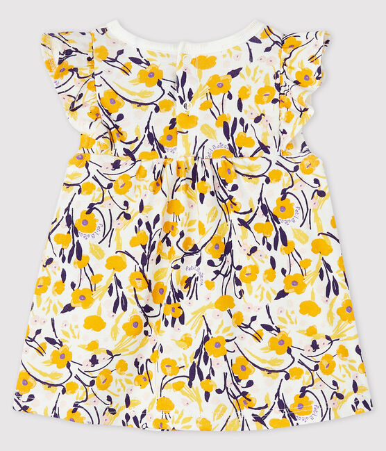 Blouse met korte mouwen babymeisje wit MARSHMALLOW/wit MULTICO