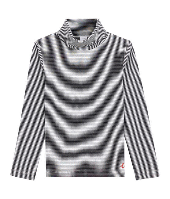 Sous pull col roulé enfant bleu SMOKING/blanc MARSHMALLOW