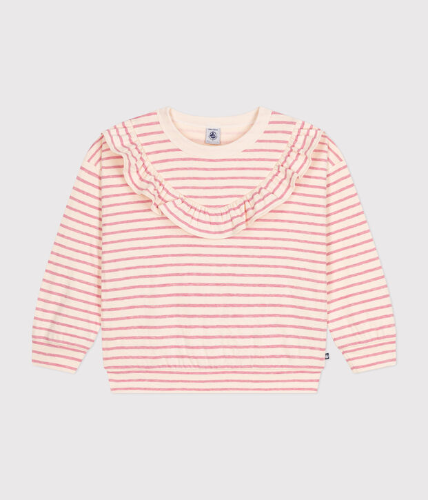 Sweatshirt van tubic voor meisjes ecru/roze