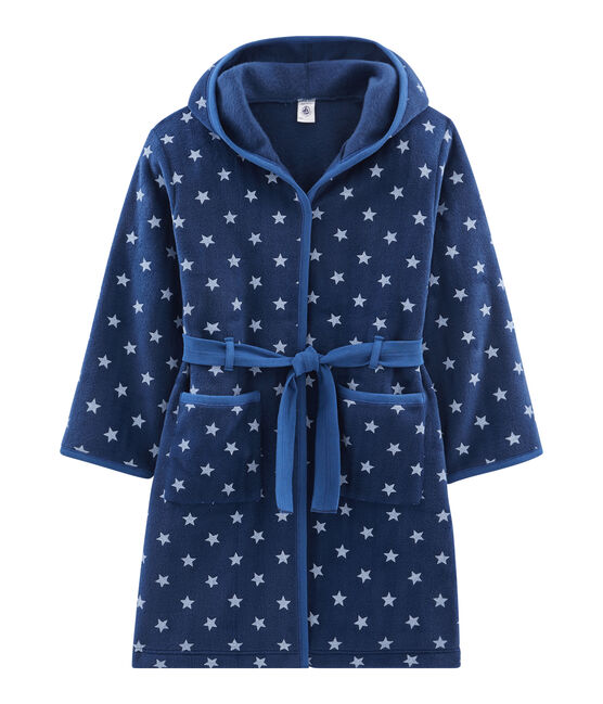 Robe de chambre enfant en polaire bleu MEDIEVAL/blanc MARSHMALLOW