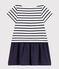 Meisjesjurk met korte mouw van dikke jersey en luchtig katoen wit MARSHMALLOW/blauw SMOKING