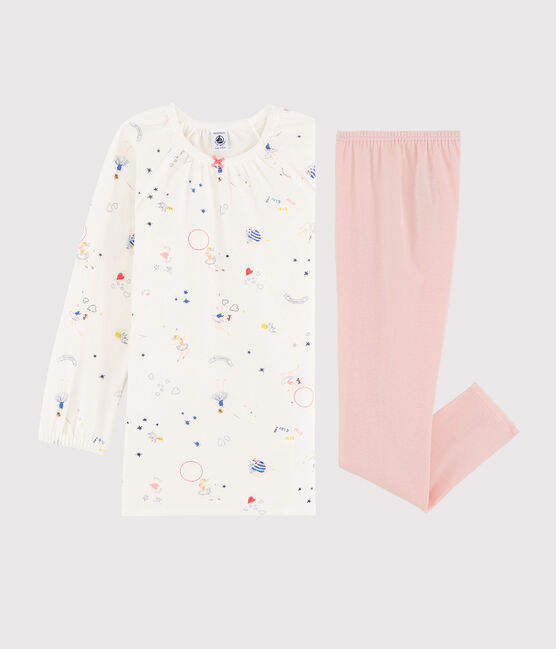 Chemise de nuit imprimé féérique petite fille en velours avec legging blanc MARSHMALLOW/blanc MULTICO
