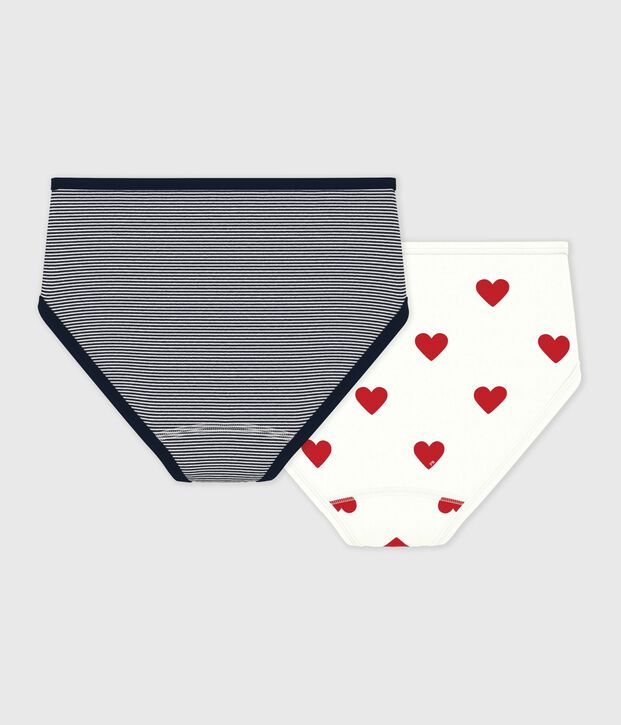 Set van 2 katoenen slips met hartjes en streepjes voor vrouwen multicouleur