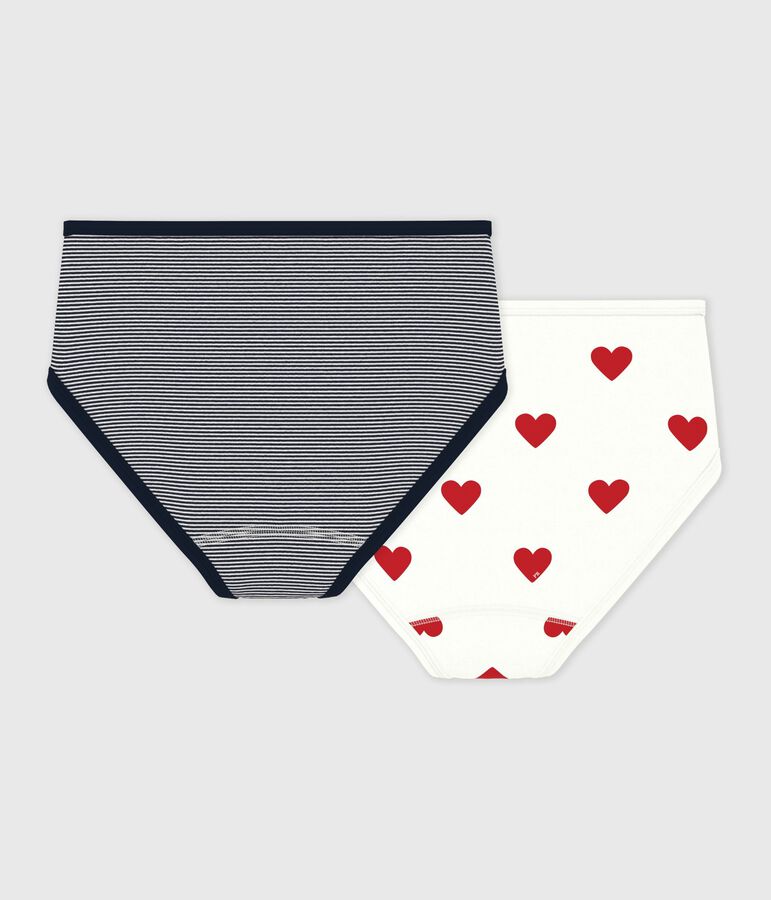 Set van 2 katoenen slips met hartjes en streepjes voor vrouwen multicouleur