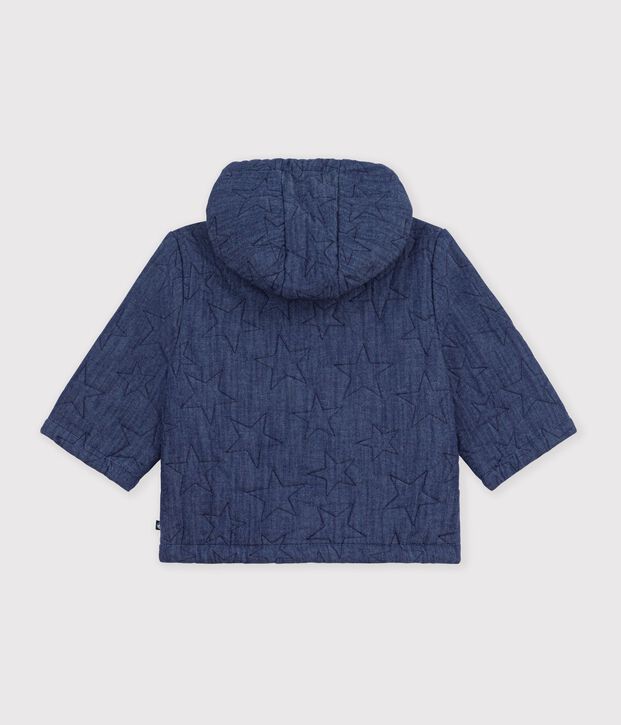 Babyjasje van doorgestikte spijkerstof met geborduurde sterren blauw