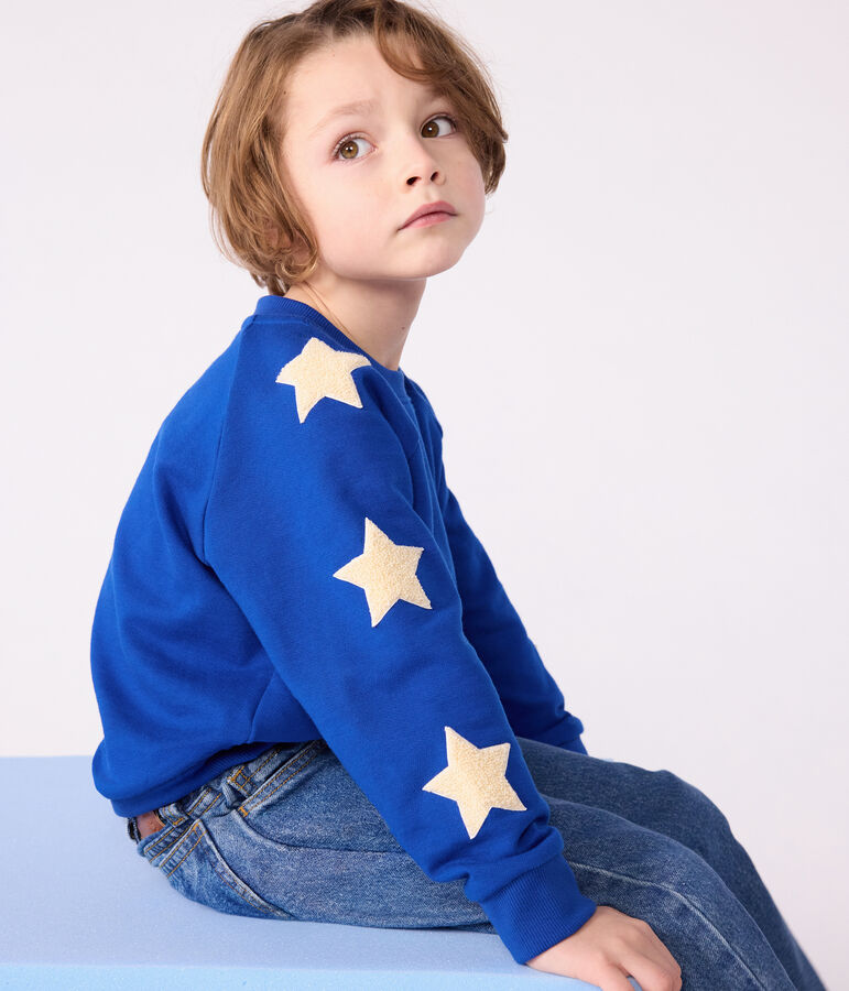 Sweatshirt enfant en coton uni bleu