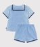 Ensemble b&eacute;b&eacute; 2 pi&egrave;ces en chambray, tee-shirt col vareuse bleu