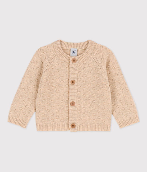 Babycardigan in tricot van wol ecru