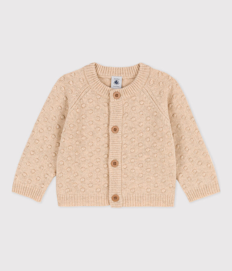 Babycardigan in tricot van wol ecru