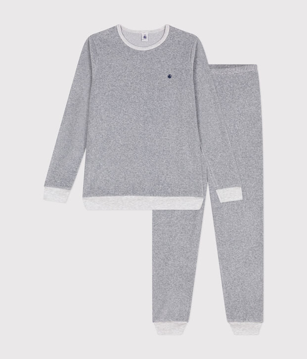 Effen fluwelen pyjama voor kinderen CALCE = FUMEE CHINE