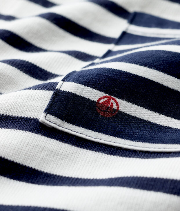 Combinaison longue en jersey b&eacute;b&eacute; fille/gar&ccedil;on blanc/bleu