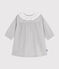 Robe bébé en flanelle manches longues unie à col gris FUMEE CHINE