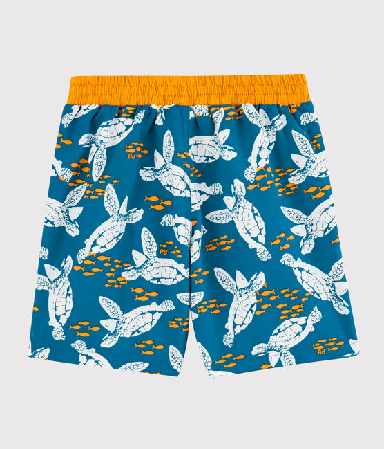 Short de bain recyclé enfant garçon bleu MYKONOS/écru MULTICO