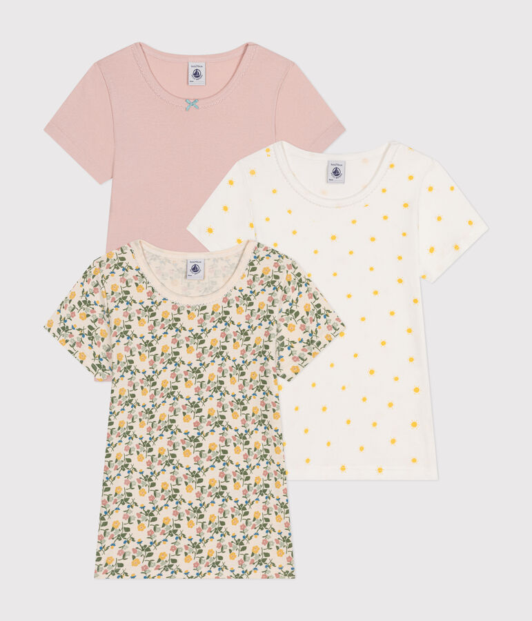 Lot de 3 tee-shirts &agrave; manches courtes en coton enfant multicouleur