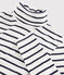Iconische gestreepte ondertrui van katoen Dames wit MARSHMALLOW/blauw SMOKING