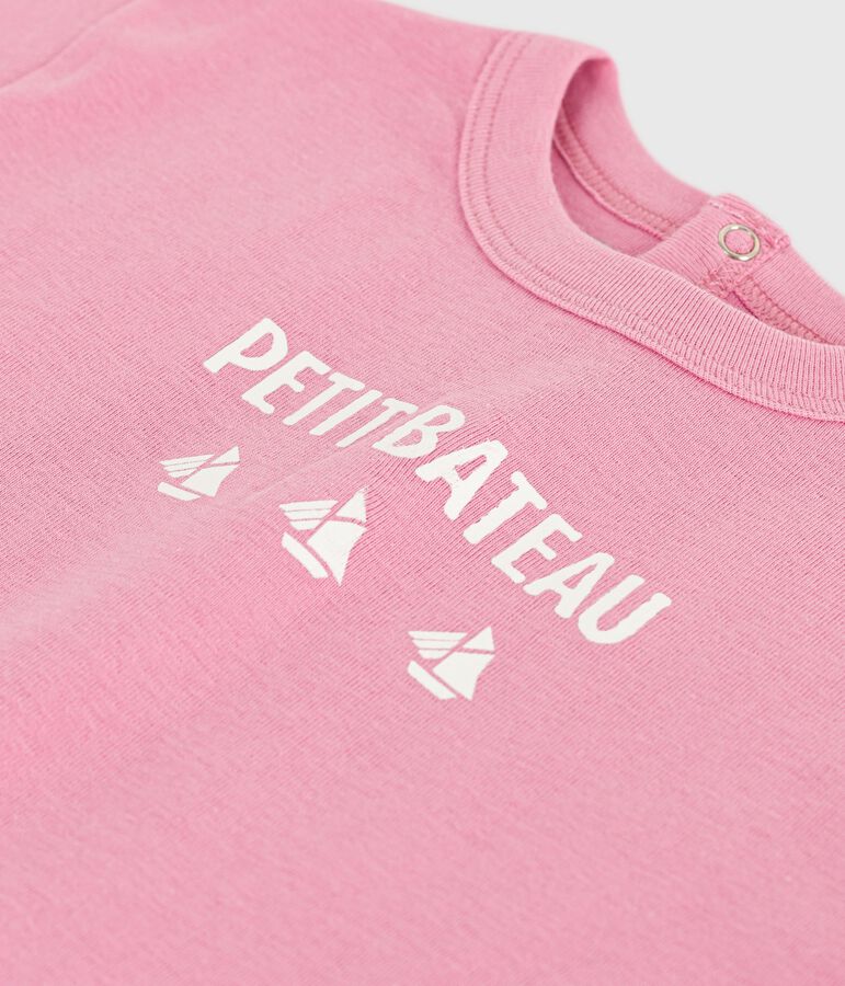 Tee-shirt b&eacute;b&eacute; en coton &agrave; manches courtes, motif chat rose