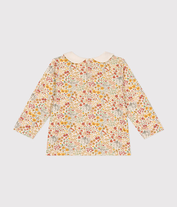 Blouse avec col en coton b&eacute;b&eacute; &eacute;cru/multicouleur