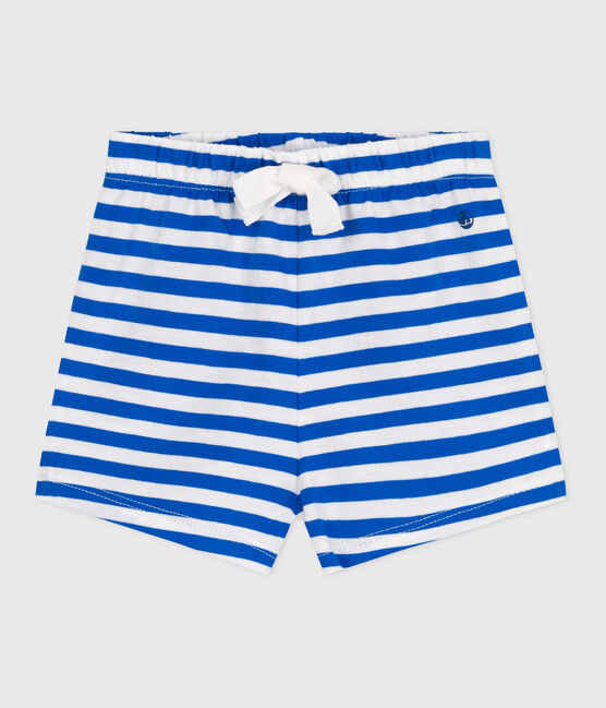 Short bébé en coton rayé bleu PORCELANA/ MARSHMALLOW