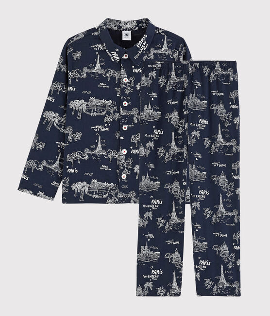 Katoenen jongenspyjama met print van Parijs blauw MEDIEVAL/wit ECUME