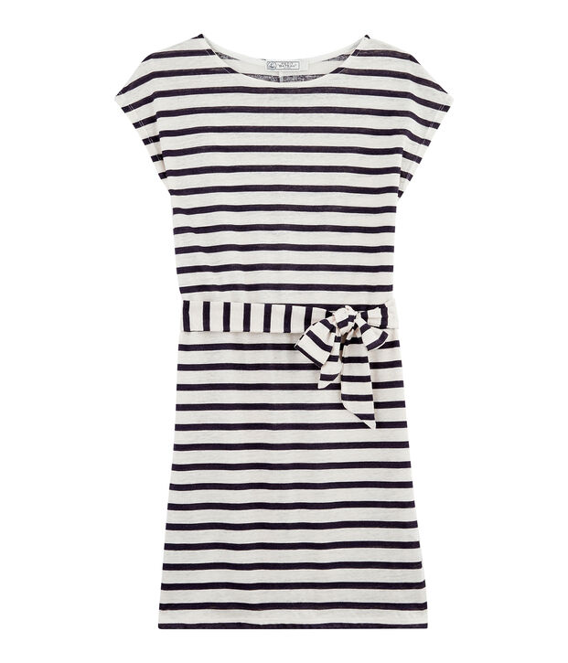 Robe Lin Femme blanc/bleu