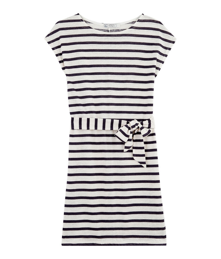 Robe Lin Femme blanc MARSHMALLOW/bleu MEDIEVAL