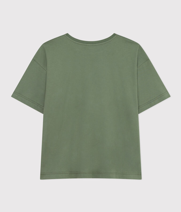 LE BOXY, katoenen T-shirt voor dames groen CROCO