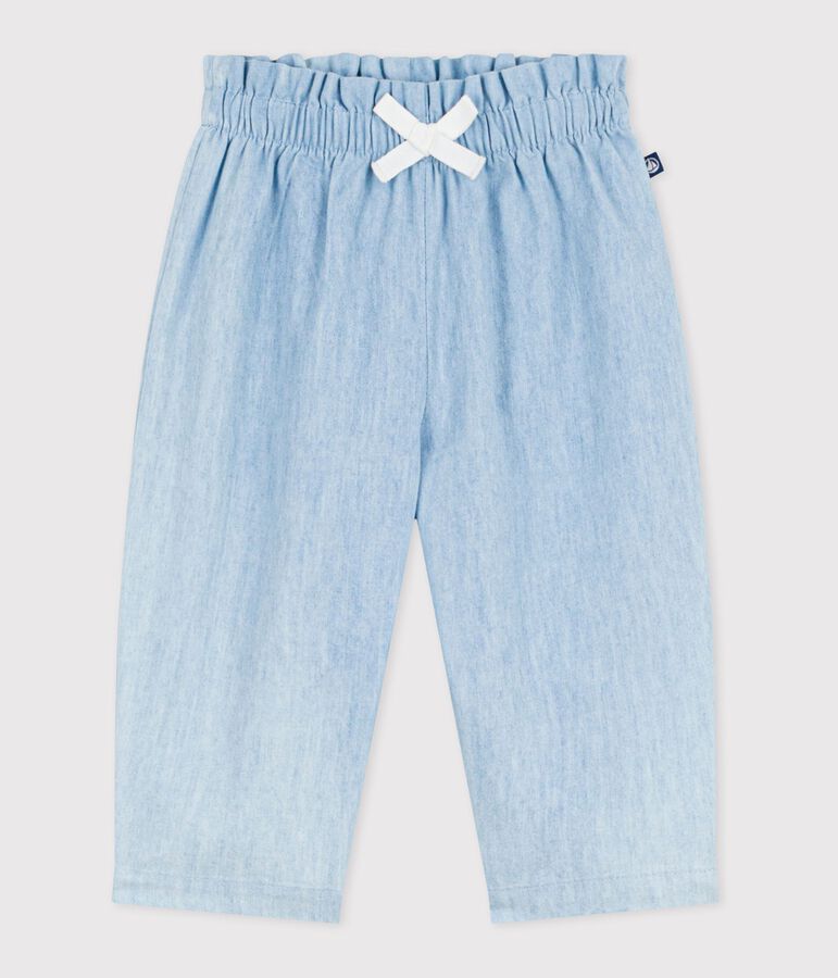 Babybroekje van chambray blauw