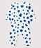 Dors-bien à cœurs bleus sans pieds bébé fille en côte blanc MARSHMALLOW/blanc MULTICO