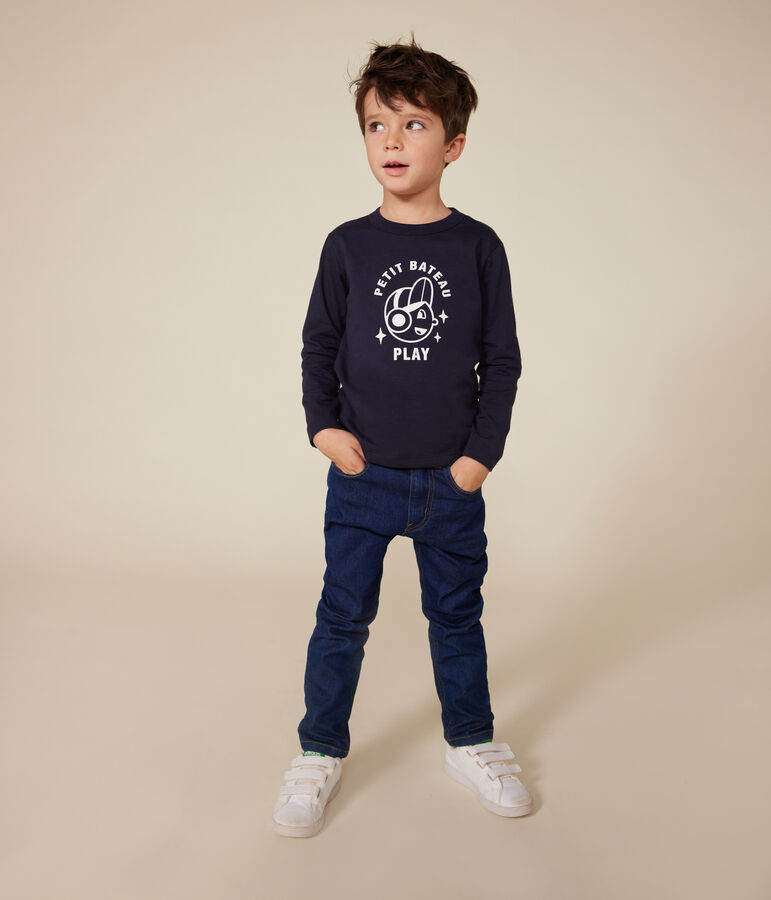 Tee-shirt manches longues en jersey fin enfant gar&ccedil;on bleu