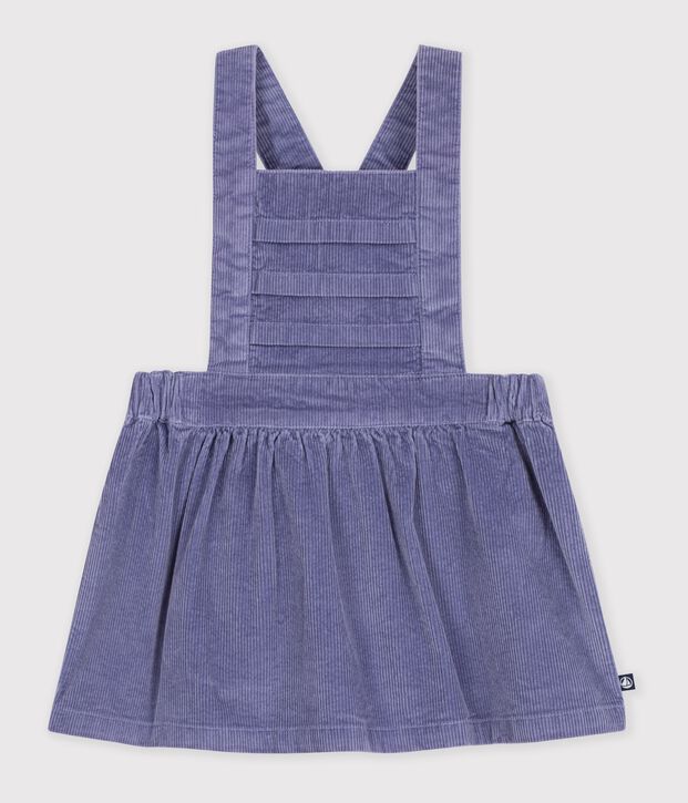 Mouwloos babyjurkje van effen corduroy purper