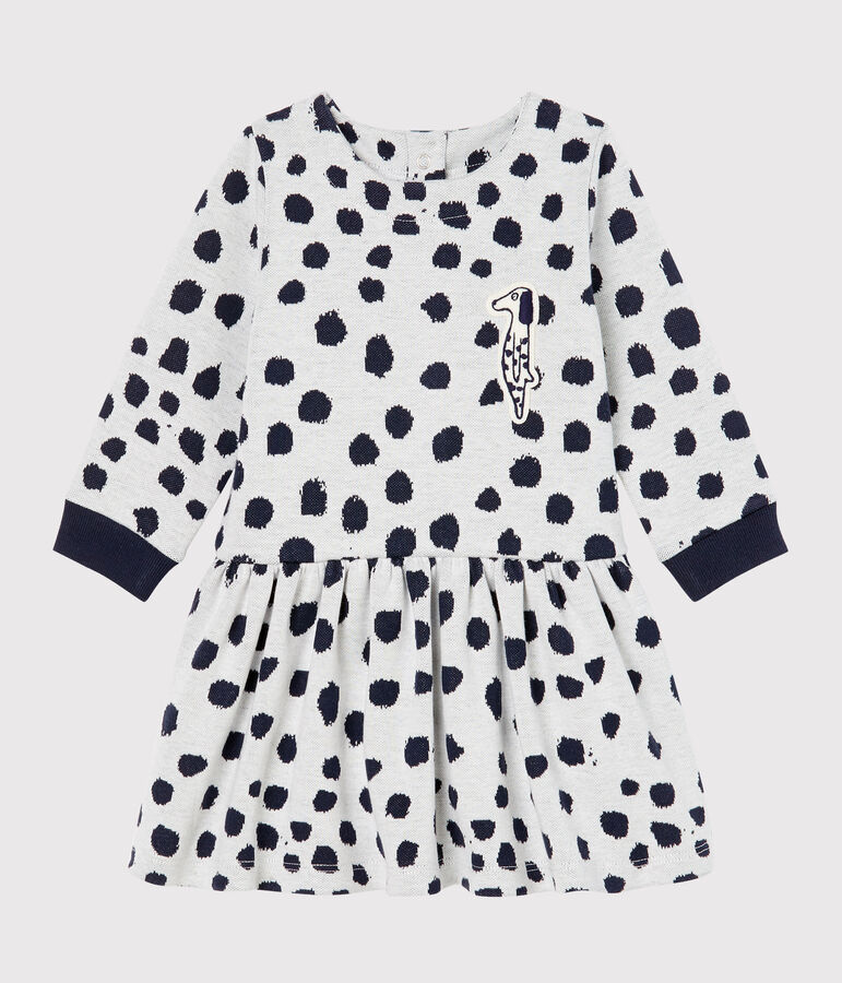 Robe manches longues b&eacute;b&eacute; fille Jean Jullien blanc MARSHMALLOW/ DOTTIES