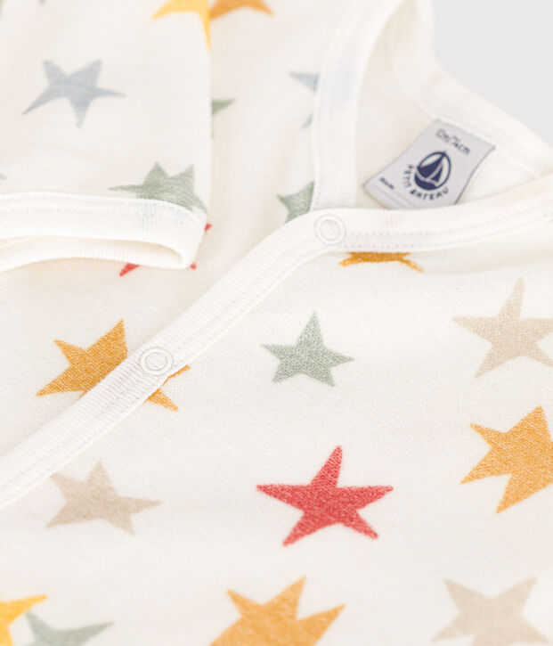 Babypyjama van velours met sterrenprint wit/multicouleur