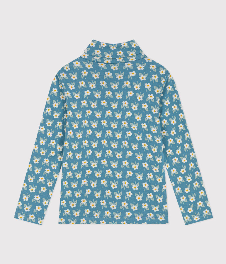 Sous-pull imprim&eacute; fleuri en coton enfant fille bleu/multicouleur