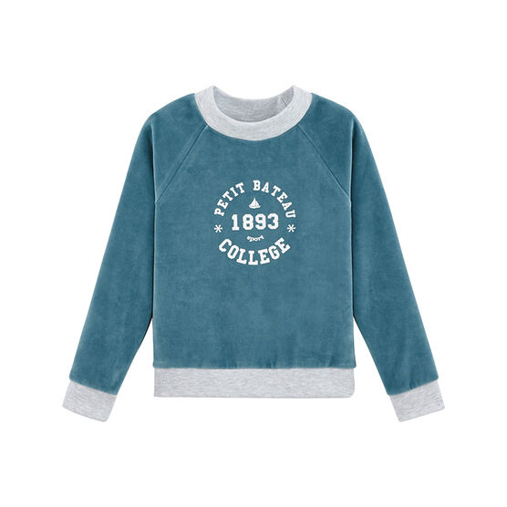 Sweatshirt voor meisjes blauw Mozaik