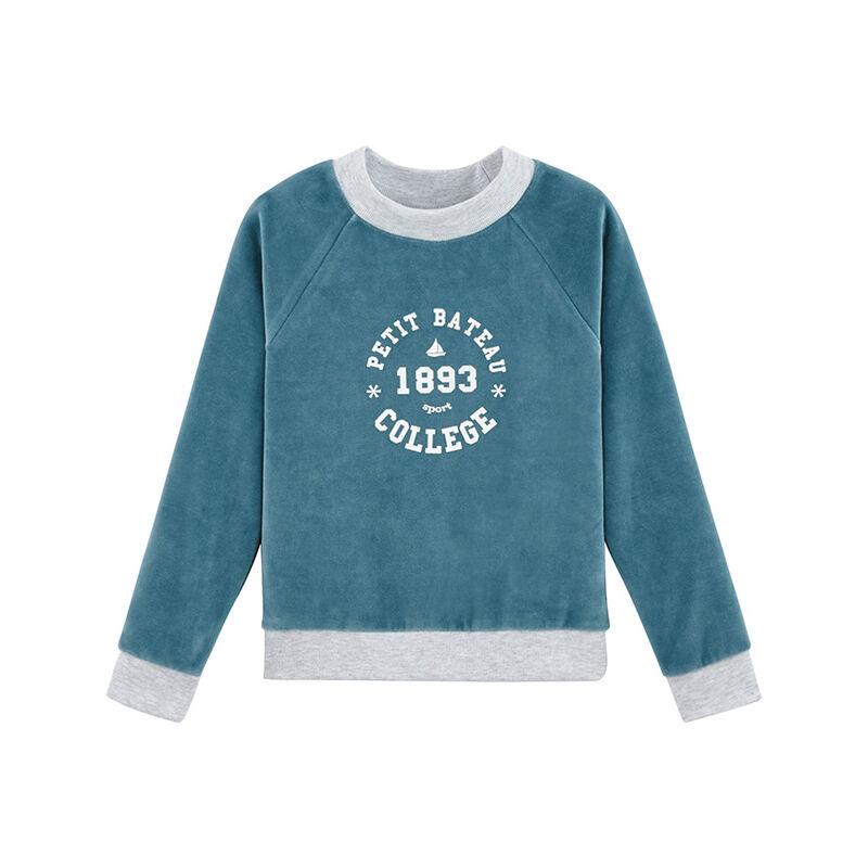Sweatshirt voor meisjes blauw Mozaik
