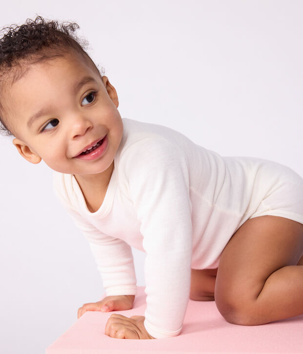 Body manches longues  b&eacute;b&eacute; en laine et coton beige