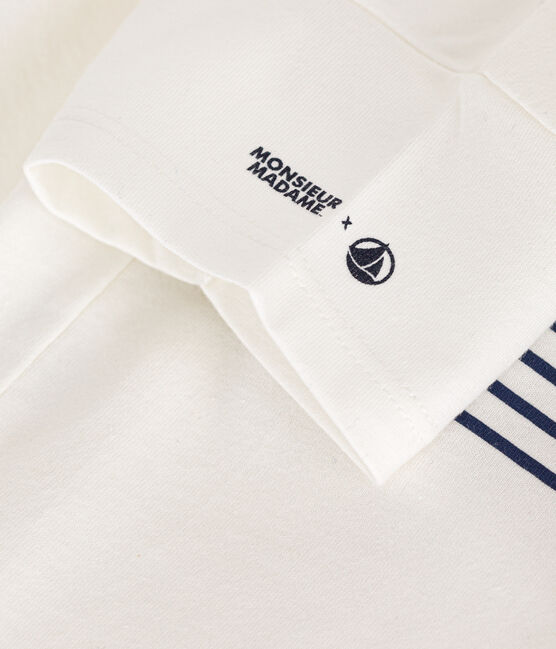 Katoenen T-shirt met Monsieur Madame-motief voor baby's wit MARSHMALLOW