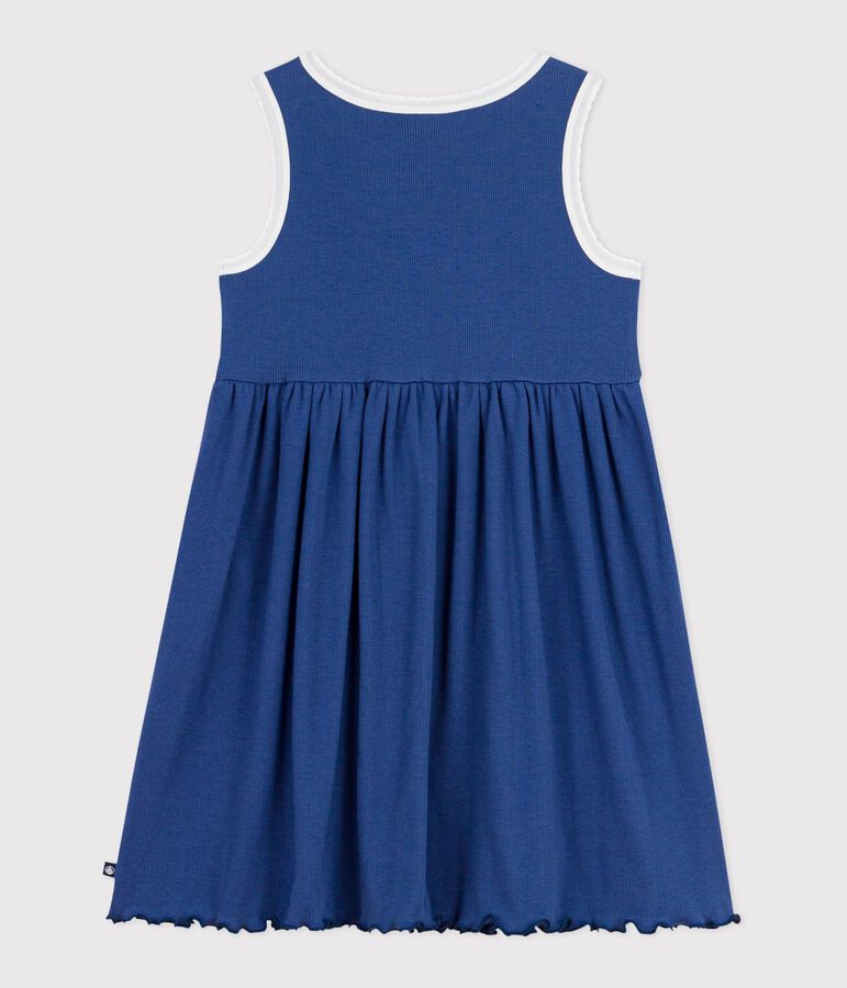 Robe sans manches enfant en coton uni bleu