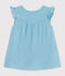 Mouwloos babyjurkje van effen katoen blauw AQUATIC