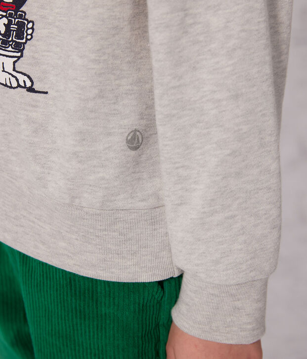 Sweatshirt en molleton enfant fille / gar&ccedil;on gris chin&eacute; clair