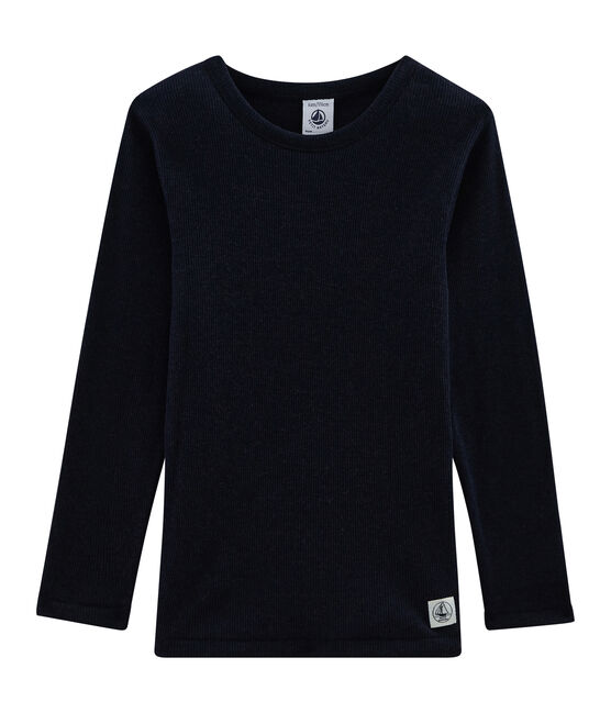 T-shirt met lange mouwen kinderen van katoen wol zijde blauw SMOKING