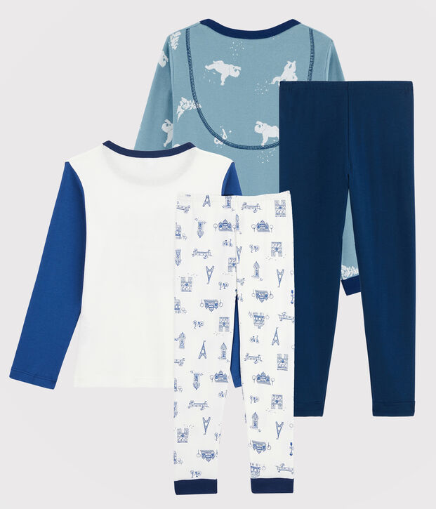 Set van 2 pyjama's van ribstof voor kleine jongens multicouleur