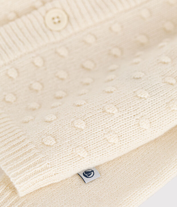 Cardigan en tricot de laine et nylon recycl&eacute; b&eacute;b&eacute; &eacute;cru