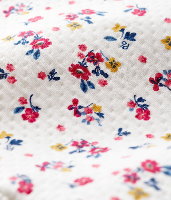 Jurk met lange mouwen babymeisje wit MARSHMALLOW/wit MULTICO
