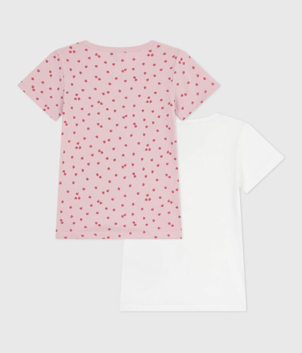 Setje met katoenen T-shirts met korte mouw en appelprint voor kinderen. multicouleur