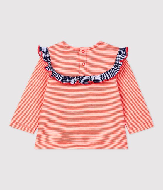 Blouse en laine et coton bébé orange OURSIN/blanc MARSHMALLOW