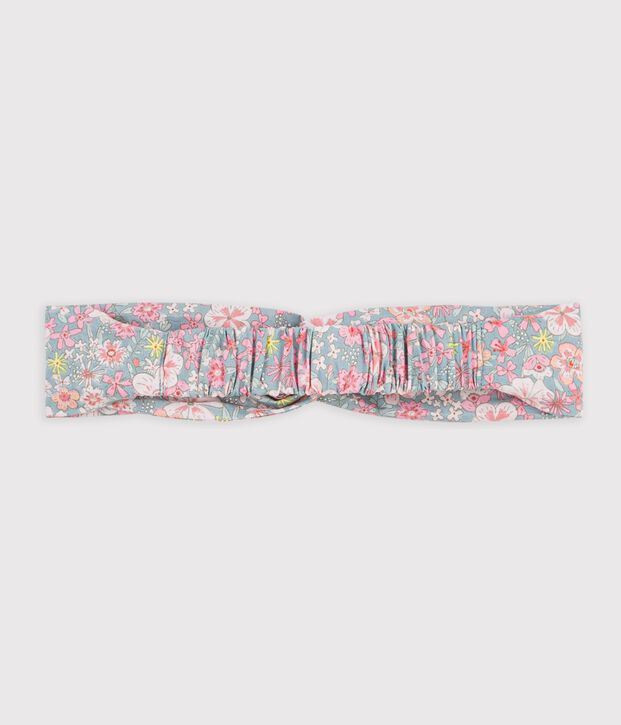 Poplin haarband met bloemenprint voor kinderen blauw/multicouleur