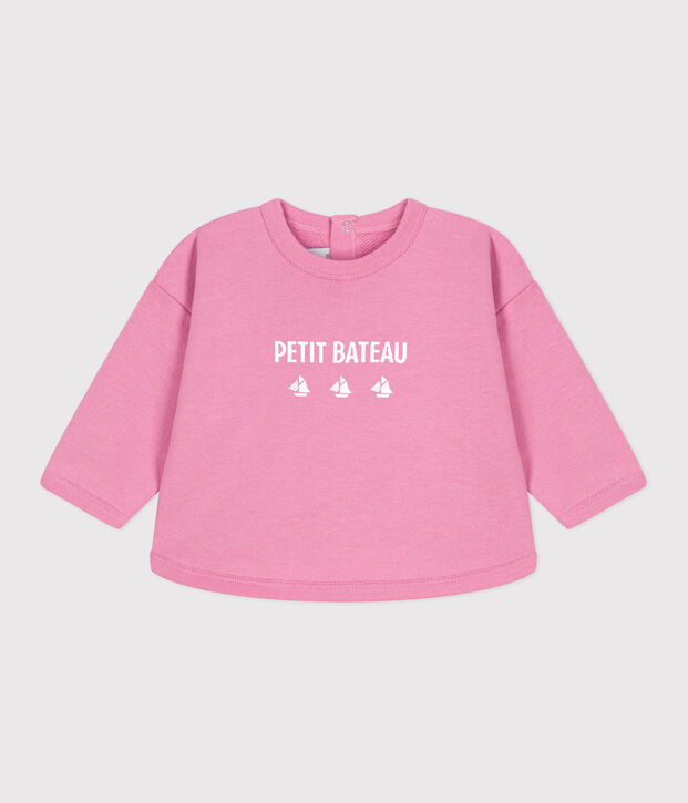 Sweatshirt b&eacute;b&eacute; en coton motif Petit Bateau vintage rose