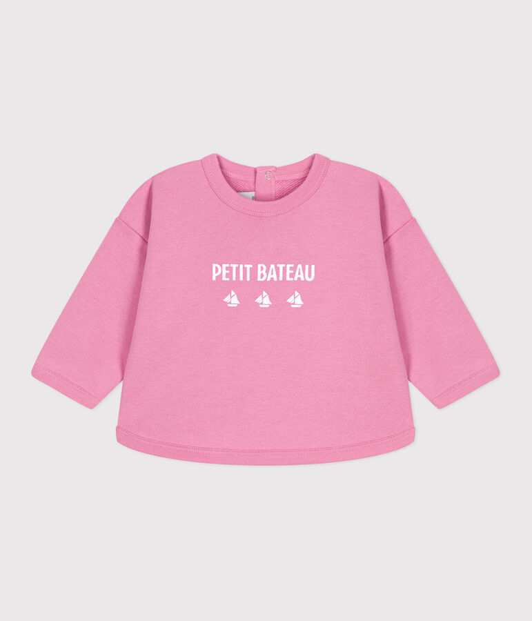 Katoenen babysweatshirt met vintage Petit Bateau-motief roze BOUDOIR